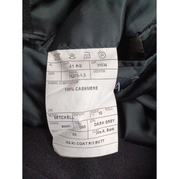 Jos A Bank Mens Sz 41R Solid Black 100% Cashmere Sport Coat Blazer Jacket - Picture 8 of 8